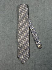 Pronto Uomo Silk Tie Blue Gray Geometric Made in Italy Classic Necktie 65"