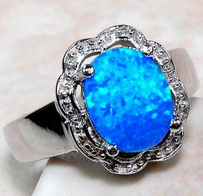 Australian Opal Inlay 925 Solid Sterling Silver Ring Sz 7 GA3-5