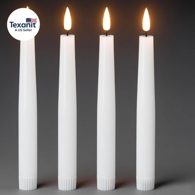 Flameless Taper Candles, Real Wax Flickering Taper Candles Battery Operated with