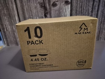 ACTANO 10 Sets Condiment Container with Lid, Double Compartment Plastic