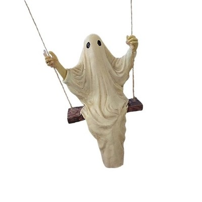 Resin White Specter Sculpture for Porch and Garden Terrifying Halloween Ornament