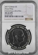 2017 Prince Philip &pound;5 NGC MS66 DPL Great Britain Life of Service Scarce Graded