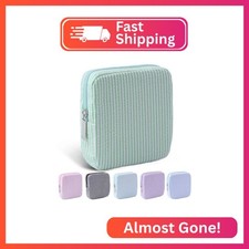 Teircno Period Bag for Teen Girls  Striped Sanitary Napkin Storage Bag  Cute P