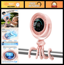 Portable Stroller Fan - 360  Rotation, 17-Hour Battery Life, 100 Speed Settings