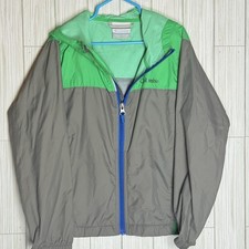 Columbia Windbreaker Boys Size XS 6/7 Green  Gray Color Block Zip Up