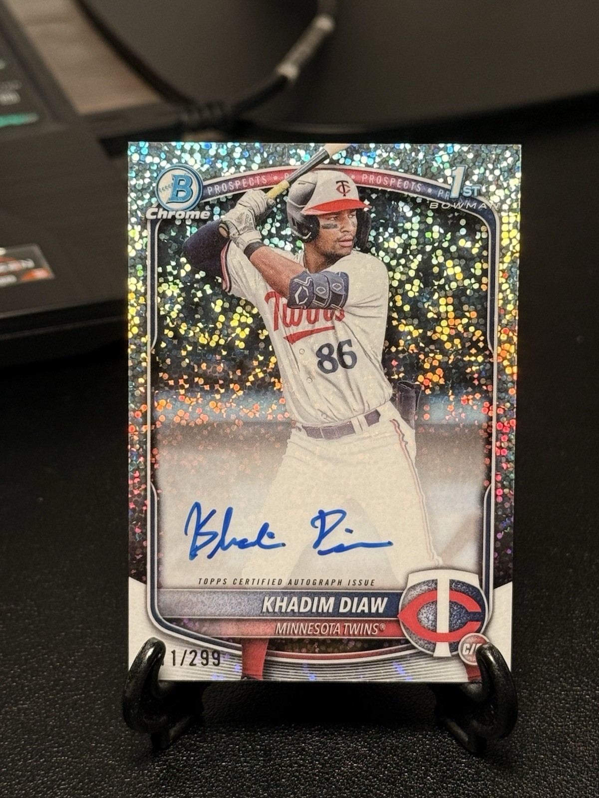 Khadim Diaw Auto Bowman 1st Speckle Refractor /299 2025 Bowman Chrome Twins
