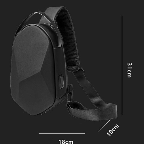 Water Resistant Sling Bag Men USB Crossbody Backpack Casual Shoulder Strap - Picture 2 of 6