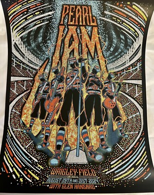PEARL JAM POSTER WRIGLEY FIELD CHICAGO 2024 BRAD KLAUSEN CUBS