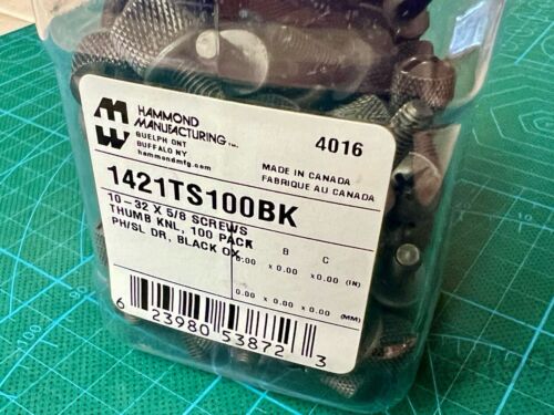 Hammond #10-32 x 5/8" Rack Mount Thumb Screws w/ Nylon Washer, Steel, Jar of 100 - Picture 2 of 6