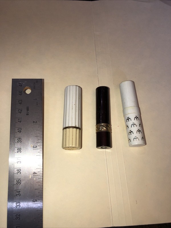 3 VINTAGE  LIPSTICK Tubes (Some unused) Plastic & Metal Cases