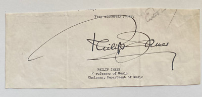 Philip James - Composer - original Autogramm   - Größe 21 x 8 cm