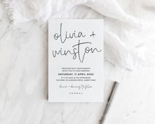 Minimalist Wedding Invitation Download, Printable Wedding Invitation Template