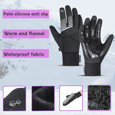 Winter Warm Gloves Windproof Waterproof Non-Slip Palm Touch Screen Gloves