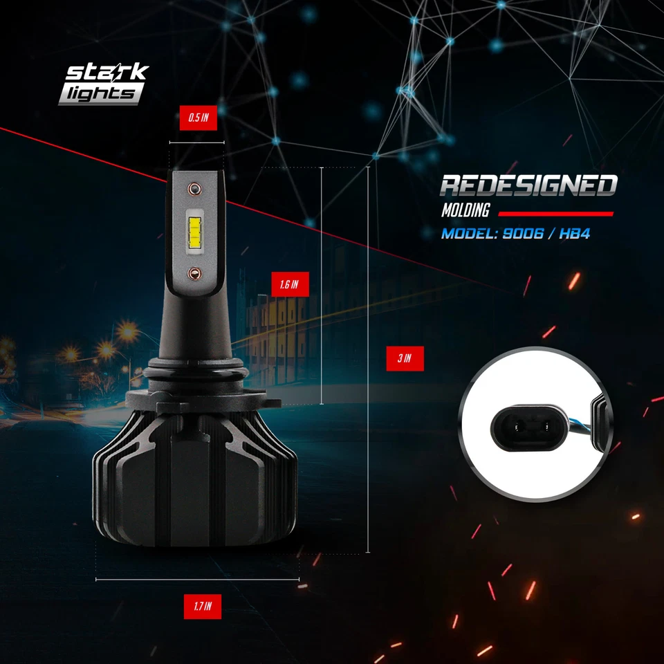 80W 9000LM All In One Fanless LED Kit White 6K Headlight Bulbs - 9006 HB4 (B) - Image 3 of 4