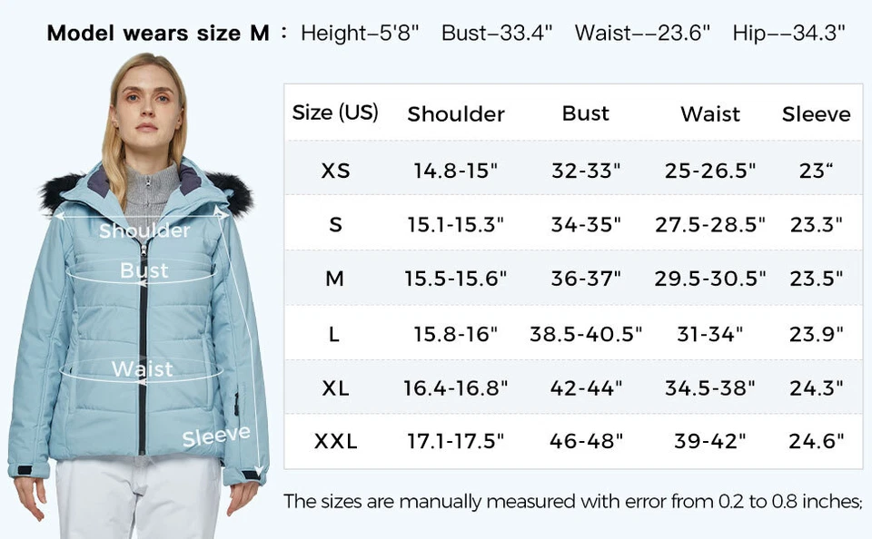 Chaqueta de esquí impermeable para mujer Skieer cálido invierno abrigo para nieve impermeable con capucha de piel Foto 2 de 4