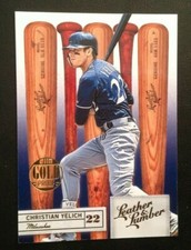 2019 Leather & Lumber Bats CHRISTIAN YELICH GOLD PROOF EMBOSSED Brewers #67
