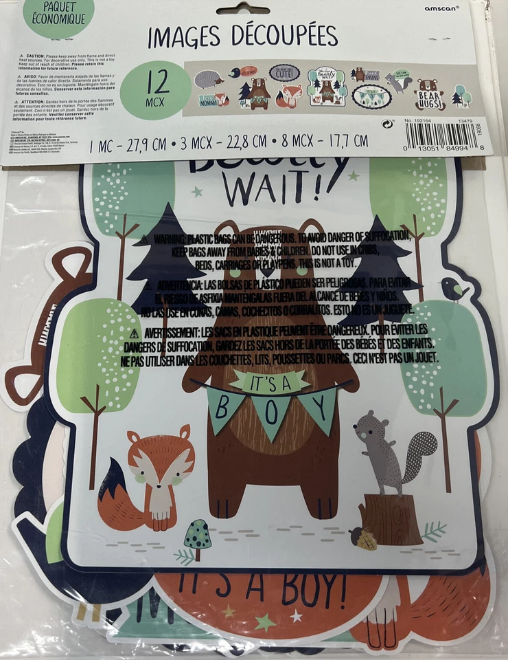 Baby Shower Bear-ly wait Card cutouts Decorations - Image 2 of 3