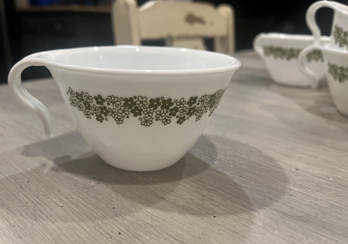 Pyrex Corelle Coffee Tea Cups CRAZY DAISY Blossom Hook Handle