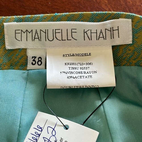 Emmanuelle Khanh Pencil Skirt Gold Turquoise Women's Size FR 38 US Size Small - Picture 7 of 9