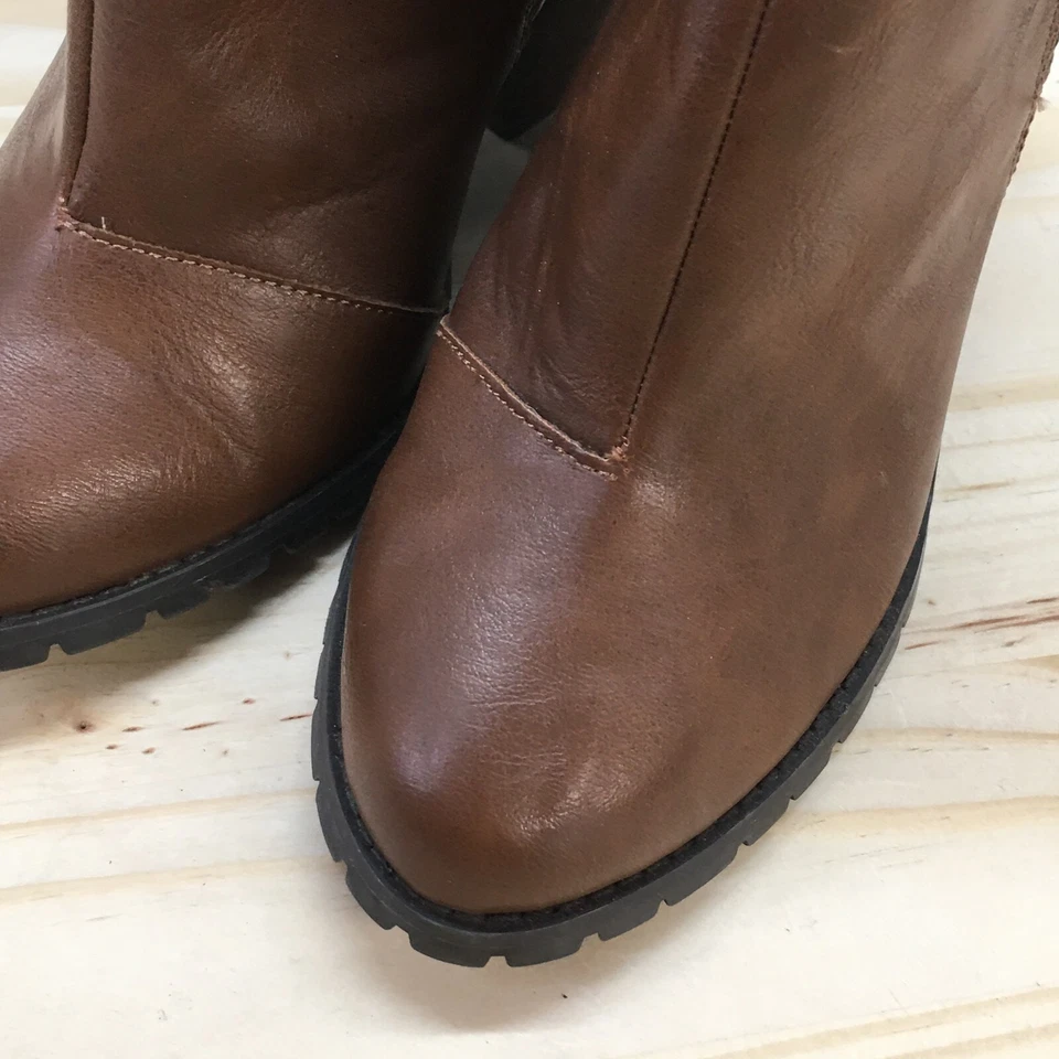 Call It Spring Boots Womens 8 Brown Ankle Booties Block Heels Zip Faux Leather - Image 4 of 4