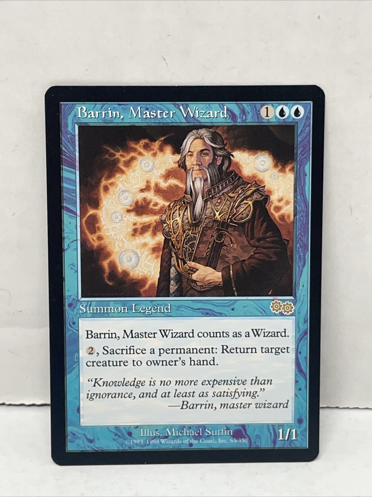 MTG Magic Barrin, Master Wizard Urza's Saga (LP) Magic Card X1