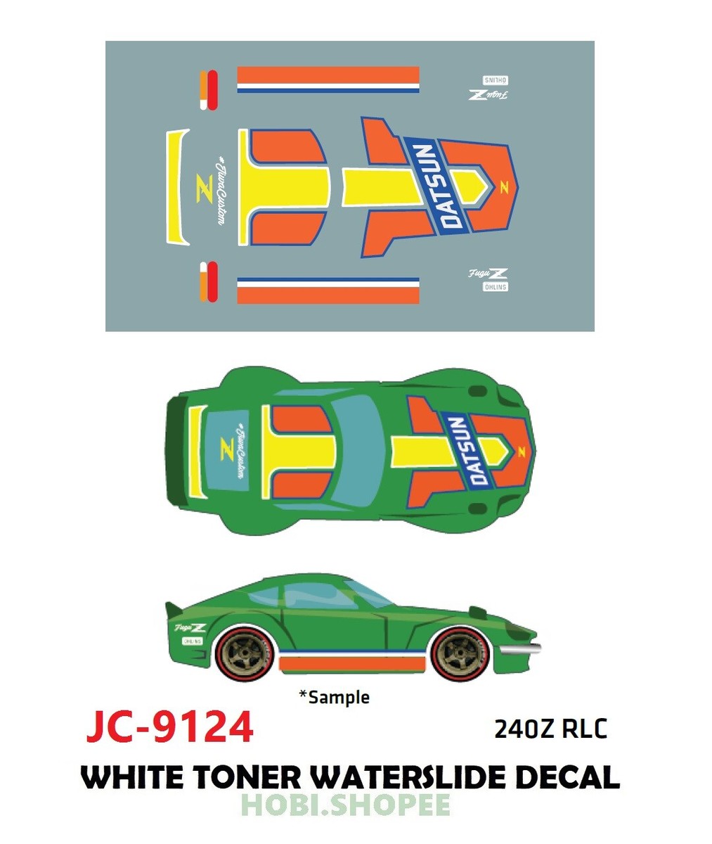 JC-9124 White Toner Waterslide Decal 240Z RLC Custom 1:64 Hot