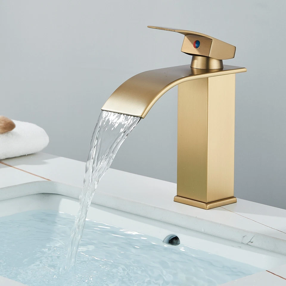 JIEBAO Waschtischarmatur Gold Einhandmischer Mischbatterie Waschbecken Wasserhahn