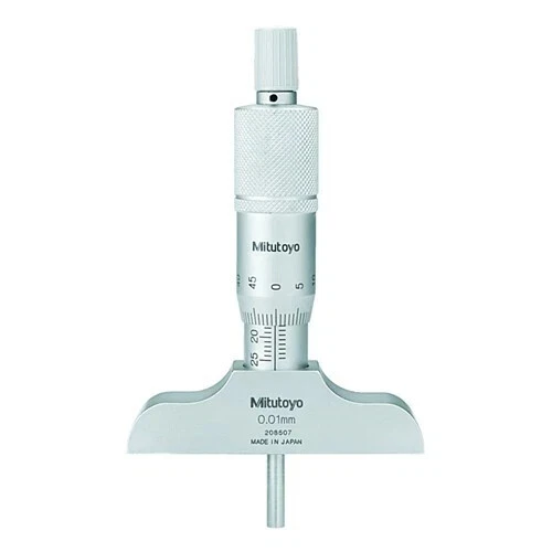 Mitutoyo 128-102 Depth Micrometer 0-25mm, 101mm Base, Vernier Gauge