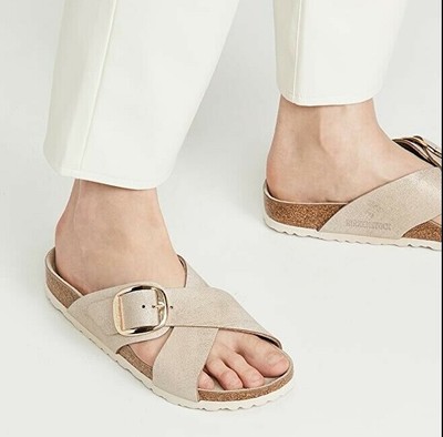 big buckle birkenstock rose gold