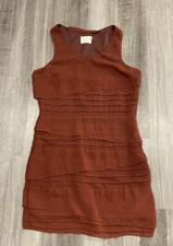Lush Rust Waterfall Mini Dress L Sleeveless Lined Sheath