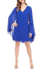 Vince Camuto Long Sleeve Cape Dress WOMENS SIZE 4 BLUE COBALT NEW