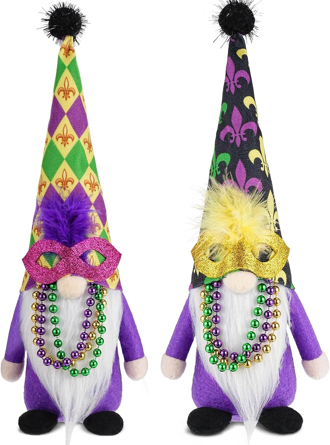 Mardi Gras Gnome Decor 2Pack Handmade Spring Gnome Plush Swedish Gnomes Ornament