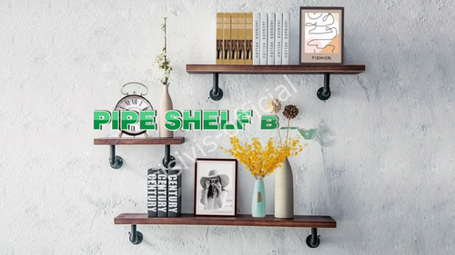 4X Pipe Shelf Brackets Industrial Iron Rustic Wall Floating Shelves Storage Unit - Video 1 of 1