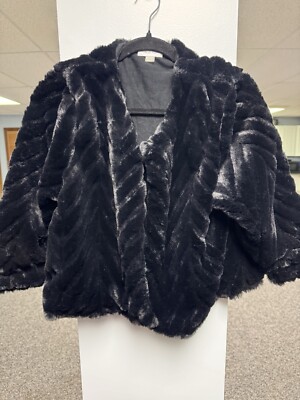 Calvin Klein Women's Chevron Faux-Fur Jacket (XL, Black)