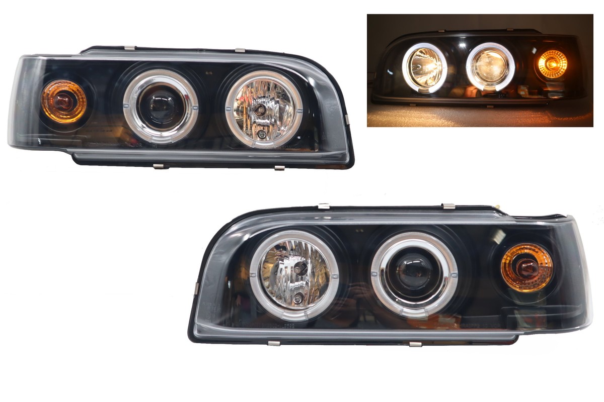 1993-1997 Volvo 850 Signature Projector Headlights Black Led Halo
