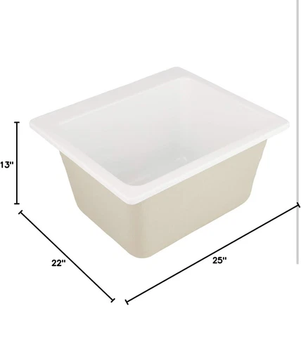 Sink Signature Hardware SHLS2522WH Medford Drop In 1 Basin Acrylic Laundry - Picture 3 of 8