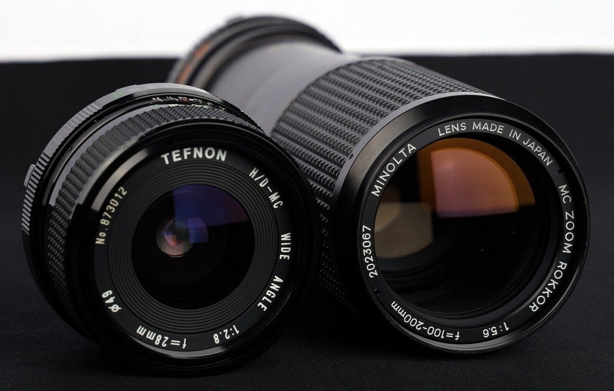 Minolta SR-T 101 Chrome 35mm Film SLR c/w 28/2.8, MC 100-200mm