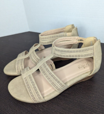 Good Soles by Catherine's Open Toe Strappy Sandals Womens 8W Zip Heel