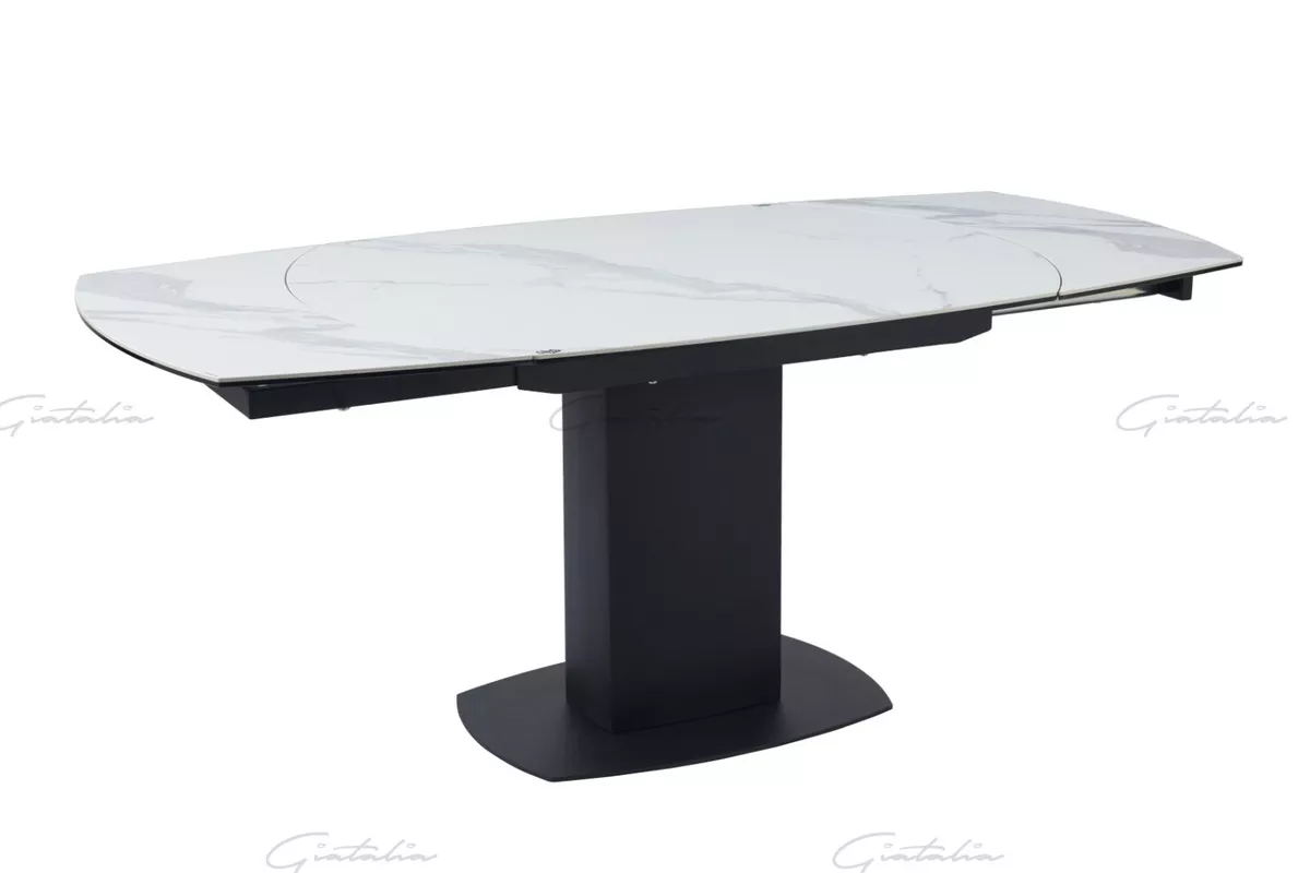 Arctic Swivel Motion White Extending Marble Ceramic 120 180 cm Dining Table