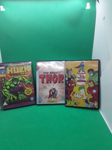 3 Animated DVD Phineas and Ferb: Mission Marvel Mighty Thor Incredible She Hulk - Zdjęcie 1 z 10