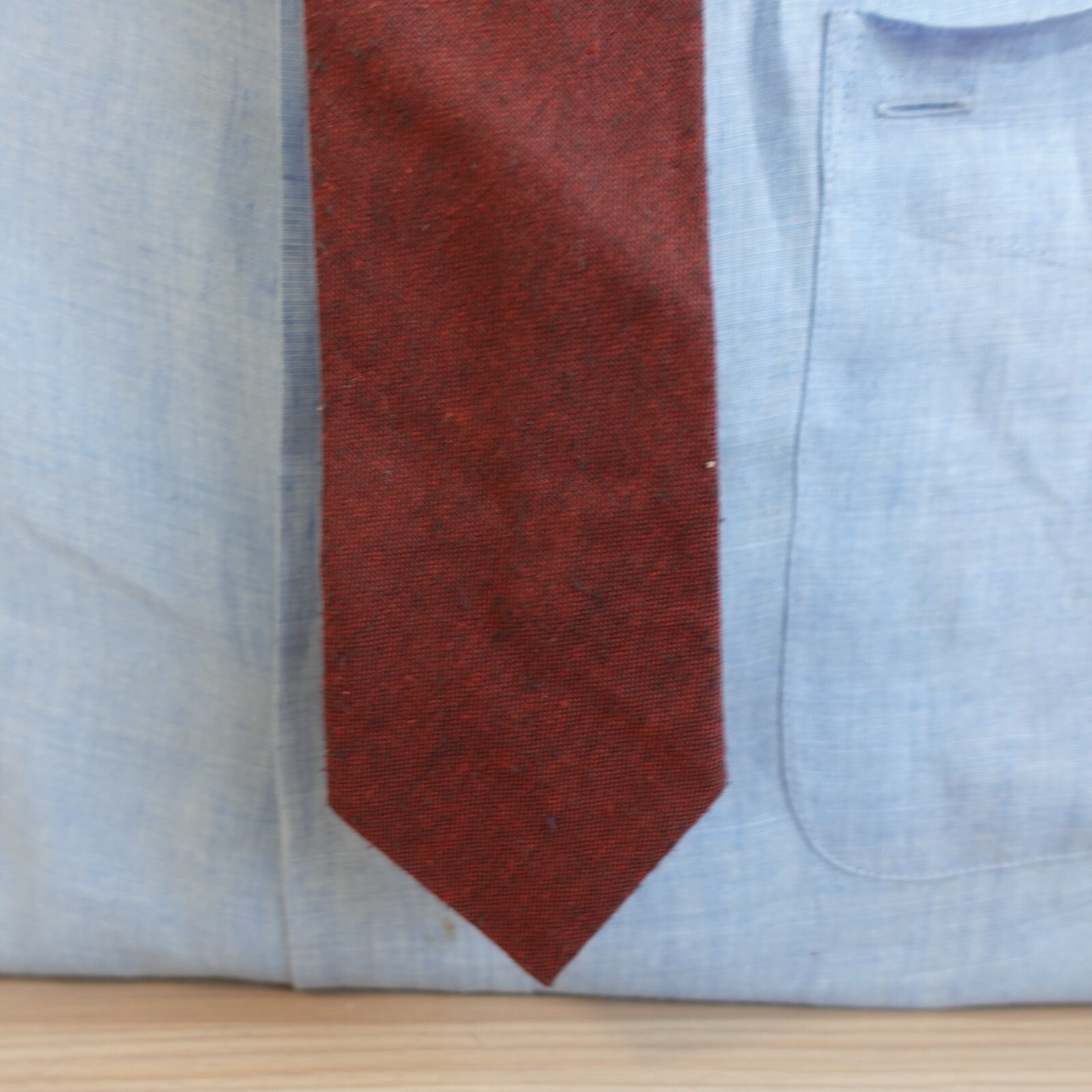 Neck Tie Mens Red Solid Basic Simple Modern Short… - image 2