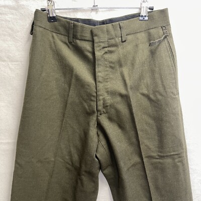 80s Watagua Wool Serge Green 2234 Class 1 Men's Trousers Size 30R