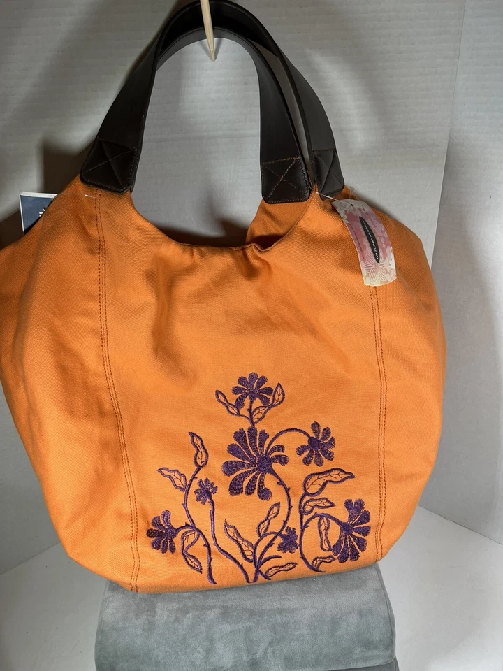 Bolso de hombro grande de lona naranja lavandería china Foto 2 de 4