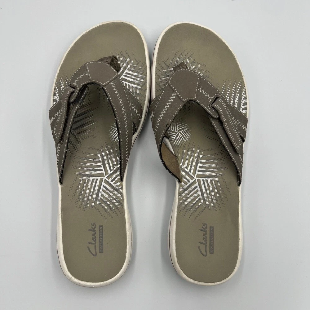 Sandali donna Clarks Breeze mare infradito tortora taglia 9 comfort regolabili