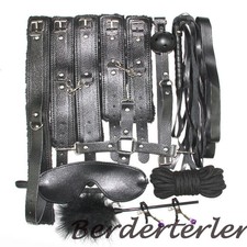 10 Pcs PU Leather Fetish Restraints Handcuffs For Couples Female Blindfold Sets