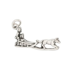 Alaska Dog Sled Iditarod Dogsled 3D 925 Solid Sterling Silver Charm MADE IN USA