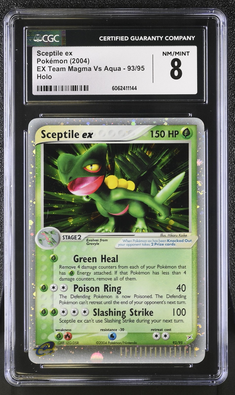 CGC 8 Sceptile ex 2004 EX Team Magma Vs Aqua 93/95 Holo Pokemon Card 