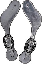 BLACK HOOF Bridle Leather Metallic Spur Straps, Adjustable Boot Straps Two Ply