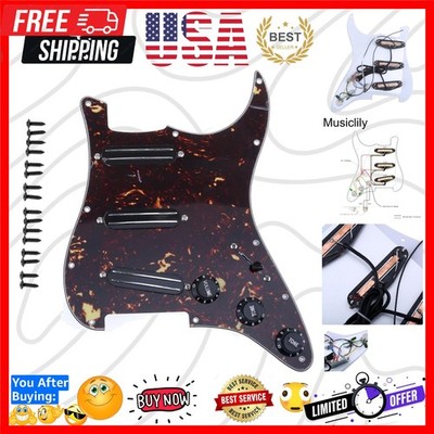 11-Hole SSS Prewired Loaded Pickguard with Dual Hot Rail High Output Pickups ...