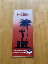 Vintage 1968 Chevron Phoenix Street Map Arizona Gas Oil Chevron Island Red USA